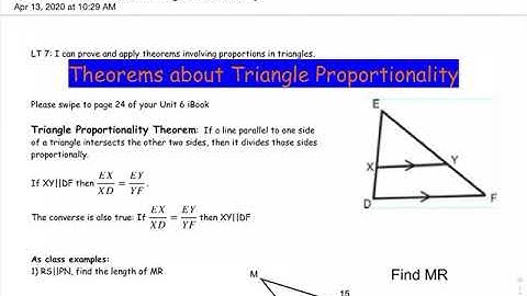 6.4 Proportionality Theorems Video 1