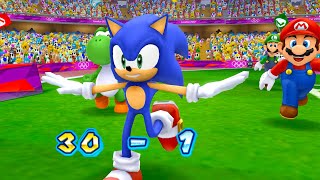 Mario & Sonic at the London 2012 Olympic Games  Football 2 Player Sonic  (P1 )vs Silver (P2)