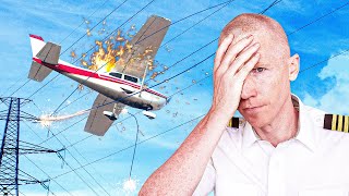 Pilot Flies Into Power Lines