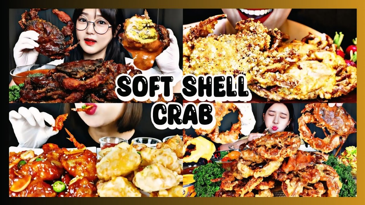 Shell Mukbang ASMR MUKBANG 2× Speed Eating | Fried Soft Shell Crab | Seafood ...