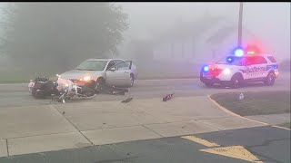 Car and motorcycle collide in North Jackson