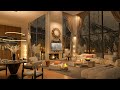 Luxury apartment bliss  crafting a cozy jazz haven for winter comfort warmth and jazz harmony