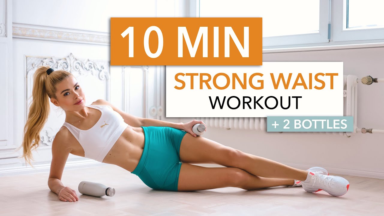 ⁣10 MIN STRONG WAIST - for ab lines & a strong side belly / with Bottles or Weights I Pamela Reif