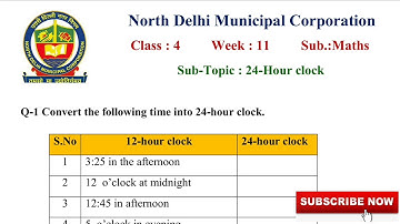 Class 4 Maths (Worksheet 11) Solutions with Explanation | Topic -  24-Hour Clock | NDMC Worksheet