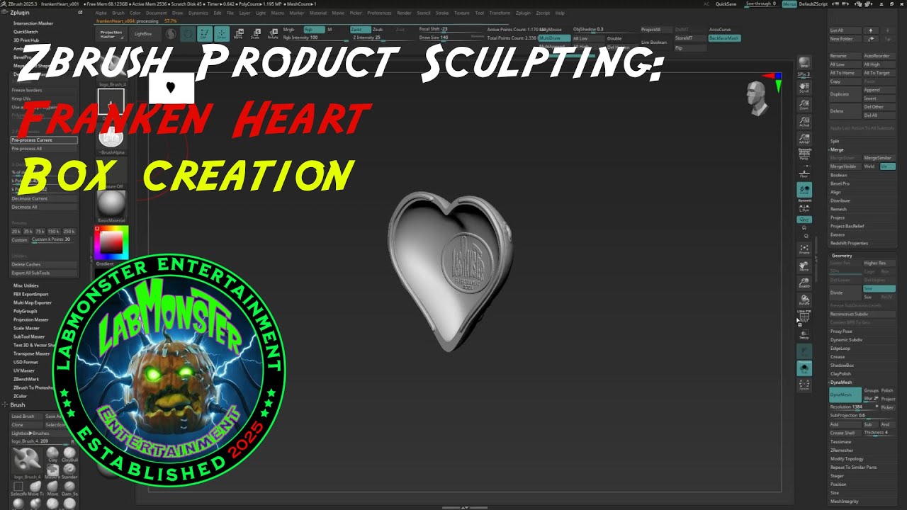 Zbrush Product Sculpting: Franken Heart Box creation
