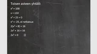 Kurssi 9: Trigonometriaa ja kirjainlaskentaa: osa11: Toisen asteen yhtälö