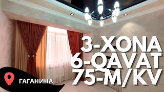 3 хоналик 6 кават 75 м кв Гагарина 33900$ ☎️ +998-88-286-80-80 / Самарканд квартира 2022