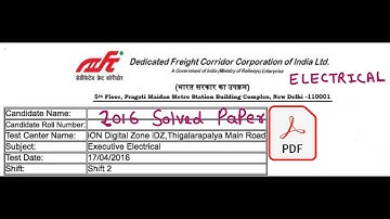 DFCCIL 2016 Electrical Executive Solve Paper