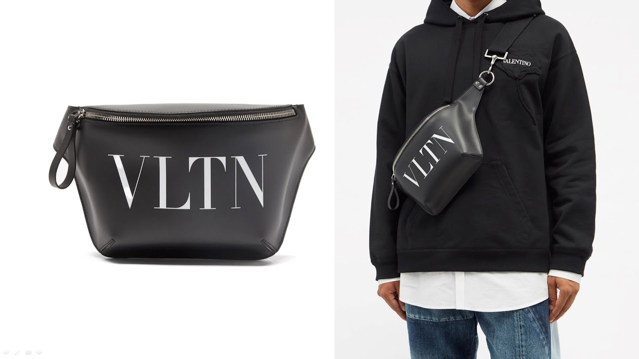 Men's bags Valentino. VLTN-print leather cross-body bag. 