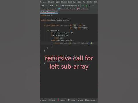 Recursive Binary Search in 56 seconds | Java #recursion #binarysearch # ...
