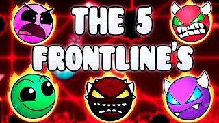 'THE 5 FRONTLINES' !!! - GEOMETRY DASH BETTER & RANDOM LEVELS