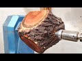 Woodturning - A Crotch Vase  Japanese Woodworker【職人技】木工旋盤で二股の丸太から花瓶