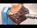 Woodturning - A Crotch Vase Japanese Woodworker【職人技】木工旋盤で二股の丸太から花瓶