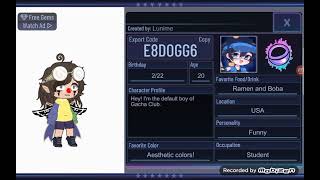 My online export code for my oc