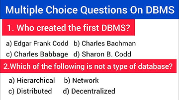 Multiple Choice Questions On DBMS | mcq on dbms