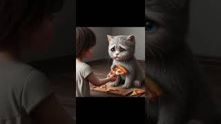 Cute Cat Emotional For Pizza