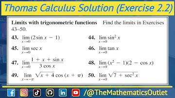 Limit of trigonometric functions urdu hindi | Thomas calculus exercise 2.2 Q43 to Q50 || Lec 13