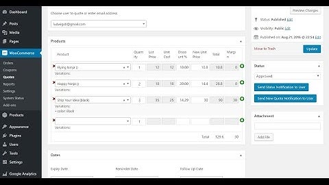 Cart to Quote for Woocommerce backend functionality