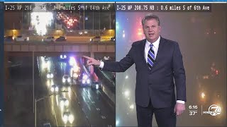2 crashes on I-25 Tuesday morning causing backup