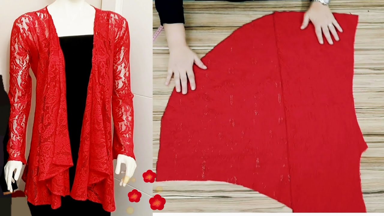 Dantel Tül Kumaştan 42 beden Hırka Kesimi Dikimi✅️sewing a cardigan from lace fabric💯