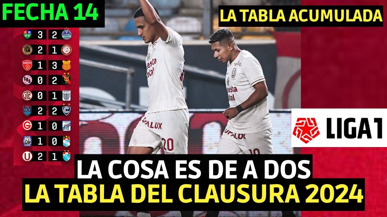 TABLA DE POSICIONES TORNEO CLAUSURA LIGA 1 2024 FECHA 14 Y TABLA ...