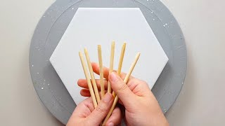 (908) with 6 Wooden Sticks | Reverse dip technique | Fluid Acrylic | Designer Gemma77