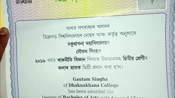 B.A. ORGINAL CERTIFICATE IN DIBRUGARH UNIVERSITY