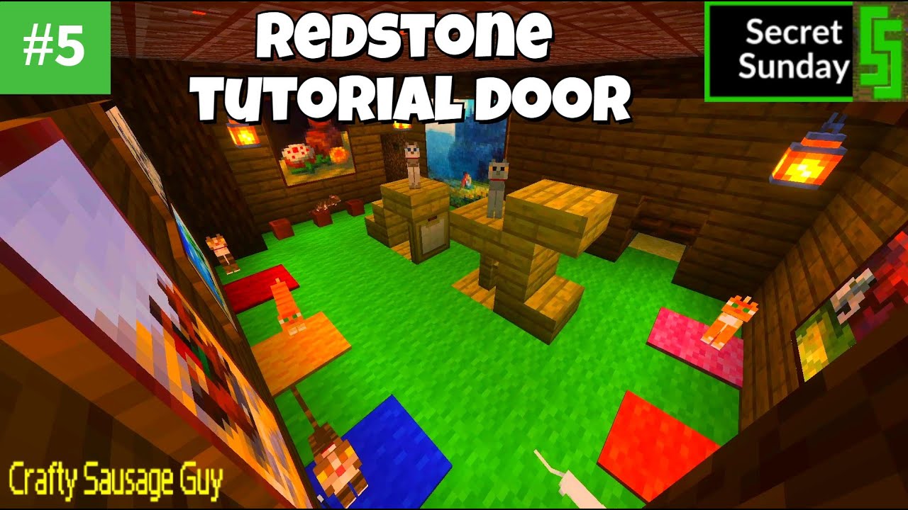 Building a Redstone Item Detector Door For my Secret Base Tutorial #5 How to Secret Sunday Minecraft