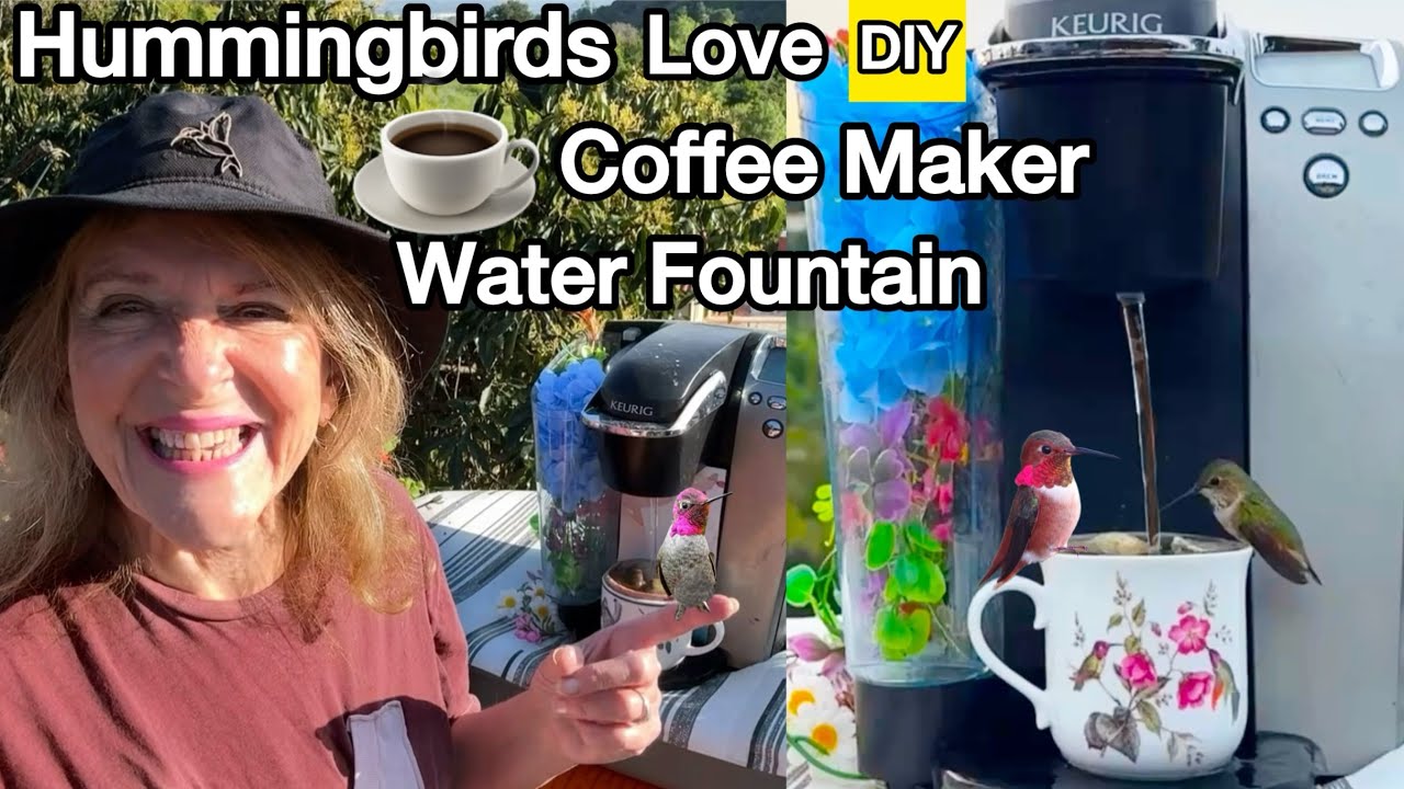 How to Make Hummingbird Coffee Maker Water Fountain 🐦 ENDLESS Waterfall Wild Bird Bath Solar Powered