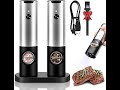 MTCODE USB Rechargeable Automatic Stainless Steel Salt and Pepper Grinder set