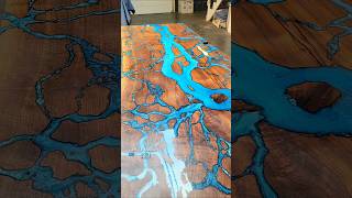 Part 2 finishing up a Estuary Desktop, live edge Walnut ⚡🔥🌊 #UntreatedArt #resintable #epoxy #resin