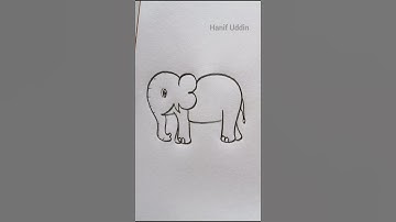 How to Draw an Elephant Using Number 34 Easily♥️