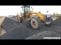 Best activities motor grader with driver skill grading gravel on big road គ្រឿងចក្រថ្មីៗធ្វើផ្លូវ