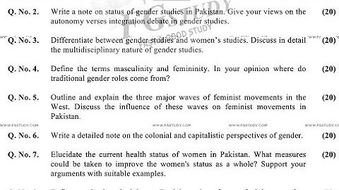 Gender studies CSS 2023 full solved subjective past paper/ CSS 2023 all solved past papers/