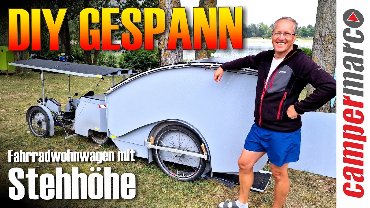 Komplettes Gespann aus Triplexplatten | Andreas Fahrradwohnwagen hat Stehhöhe | Treffen Mondsee 2025