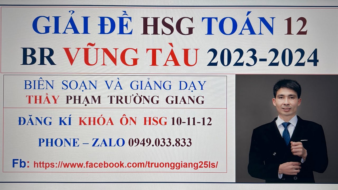 Giải đề HSG toán 12 Bà Rịa Vũng Tàu 2023-2024