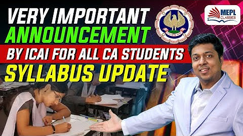 Important Announcement By ICAI | Syllabus Update | Mohit Agarwal