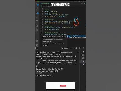 python set symmetric difference() method #phython #shorts # ...