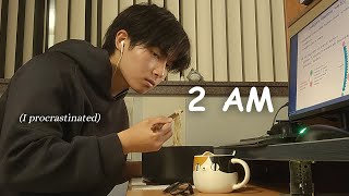 uni vlog | late night studying with instant noodles