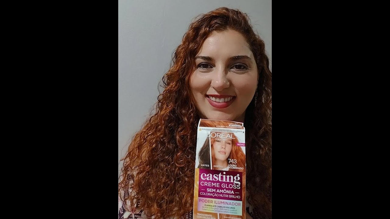 Casting Creme Gloss 743 Louro Acobreado antes e depois