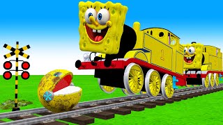 【踏切アニメ】あぶない電車 TRAIN THOMAS vs YELLOW TRAIN 🚦 Fumikiri 3D Railroad Crossing Animation #1
