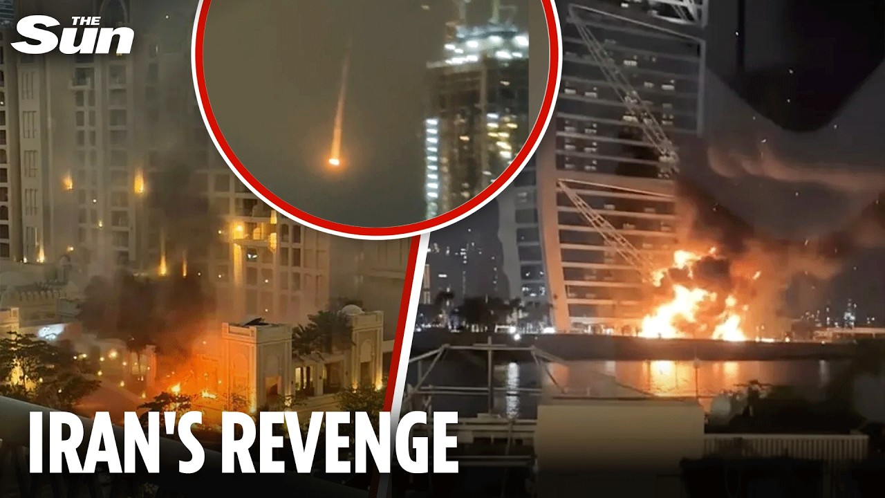 Dubai’s iconic Burj Al Arab hotel engulfed in flames after being ‘hit by Iran suicide drone’