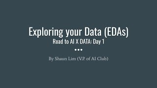 Introduction to Exploratory Data Analysis w/ Python pandas (Road to AI X DATA: Day 1)