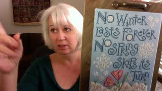 Flosstube #1 - Jan Hicks Creates - Intro and Showin’ my Stuff - Cross Stitch and Knittng
