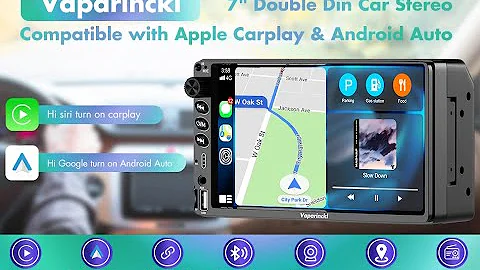 Vaparinckl Double Din Car Stereo Compatible with Apple CarPlay & Android Auto
