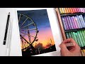 [Oil Pastel Drawing] 관람차가 보이는 풍경 그리기🎡, 오일파스텔화, Scenery with Ferris Wheel