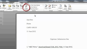 Using Track Changes in Word 2010 (Windows)