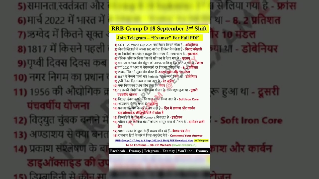 RRB Group D 18 September 2nd shift full Analysis
