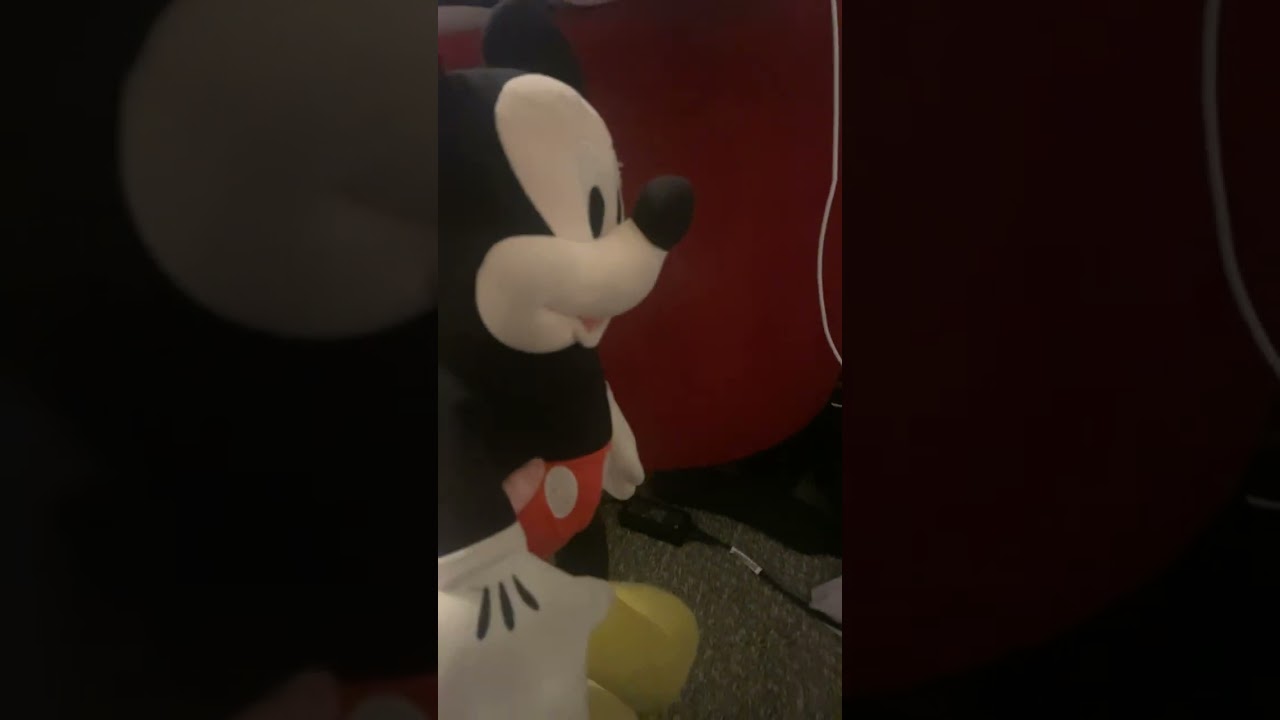 Mickey let Little Mickey use the bathroom. And Little Mickey, he will come out immediately.