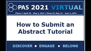 PAS 2021 Abstract Submission Tutorial